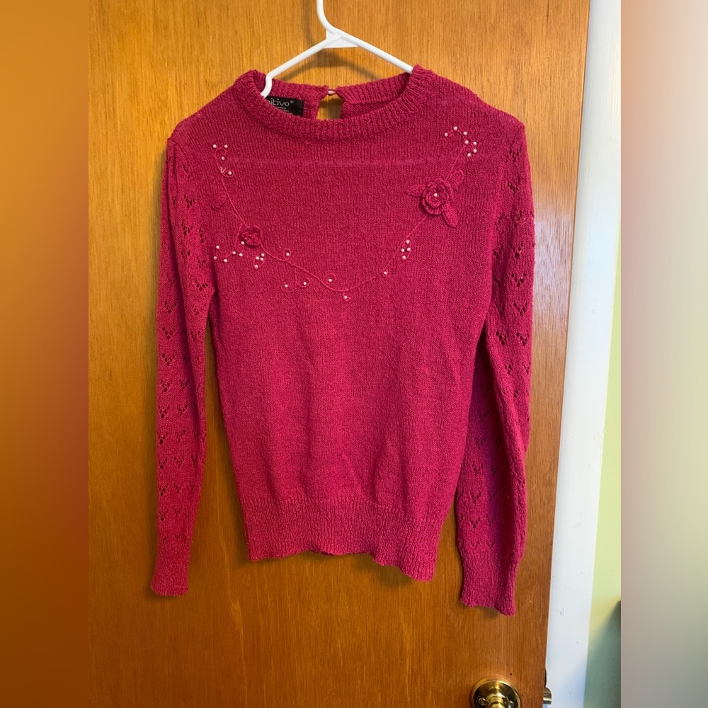 Knit hot pink sweater